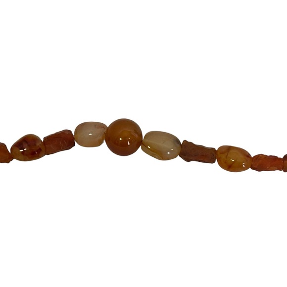 Marbled Carnelian Round Beaded Stone Necklace Gold Hardware - Picture 6 of 7